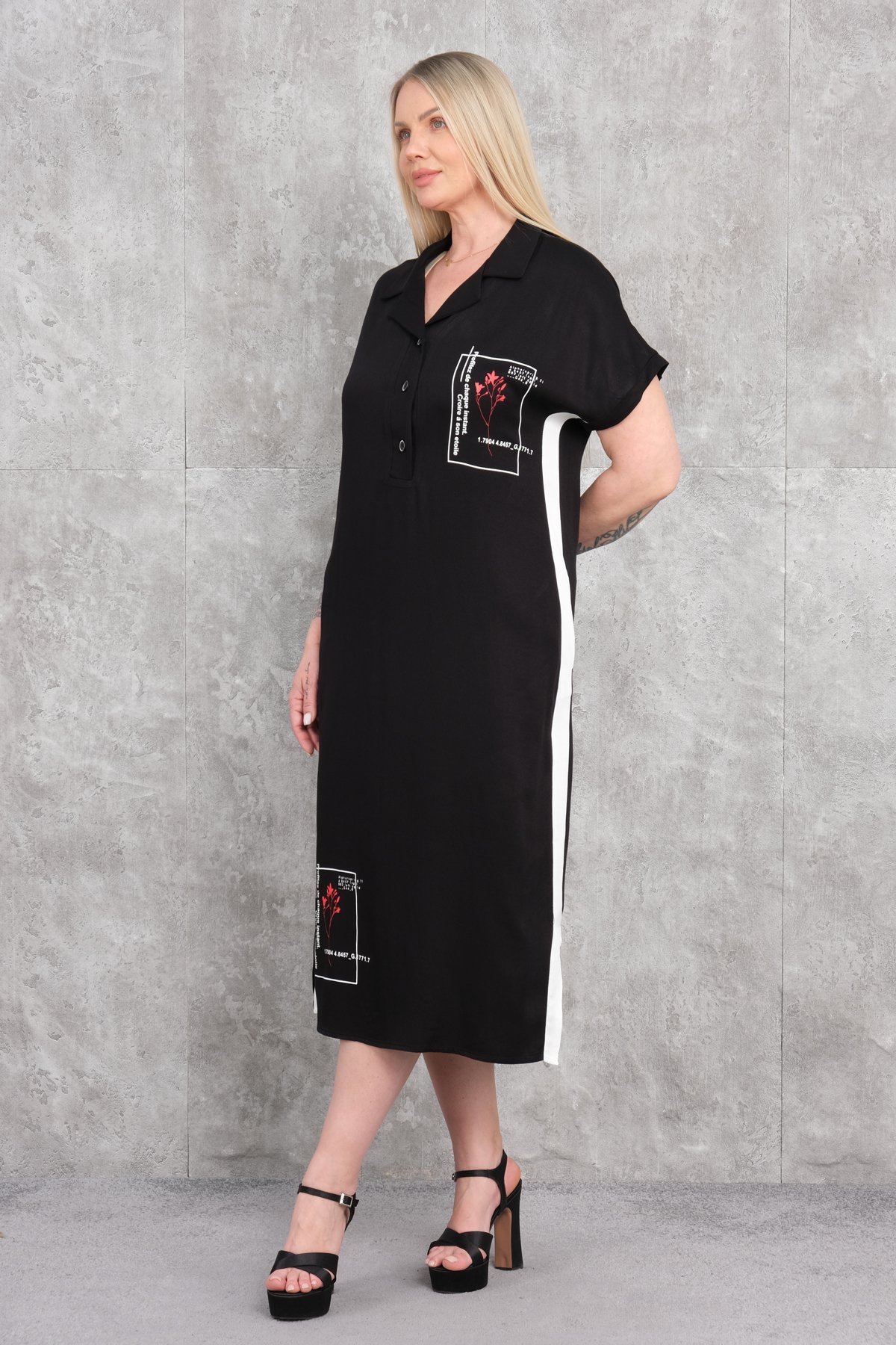 Casual Plus Size Dress-Black