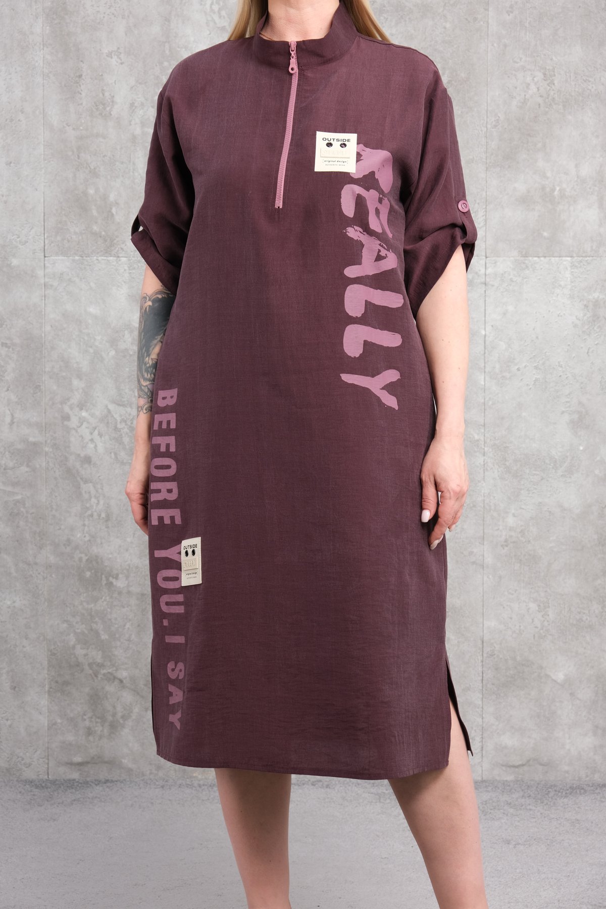 Повседневное платье больших размеров-Фиолетовый