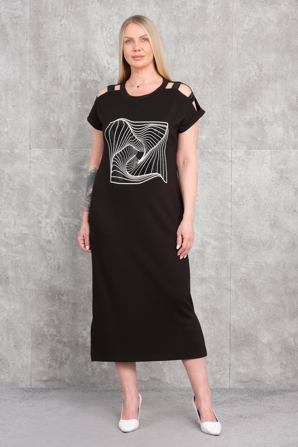 Günlük Büyük Beden Elbise-Siyah