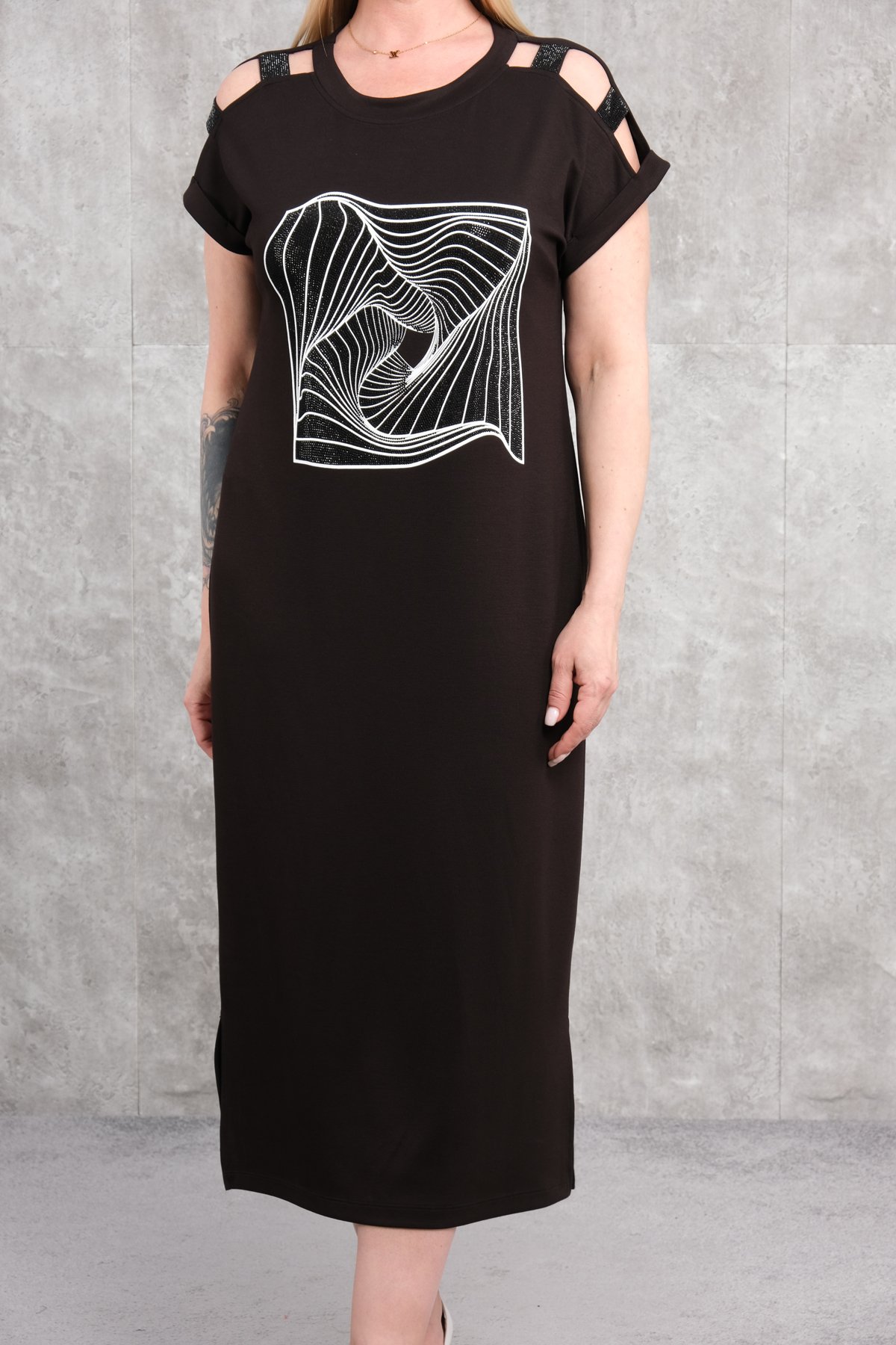 Günlük Büyük Beden Elbise-Siyah