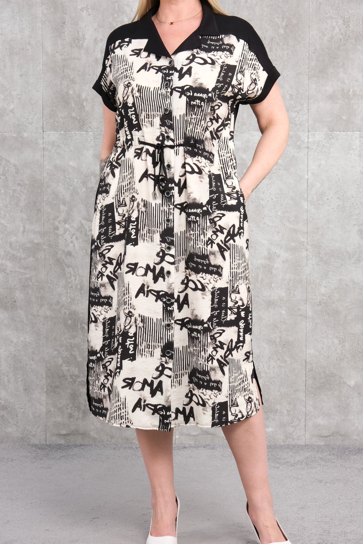 Casual Plus Size Dress-Black