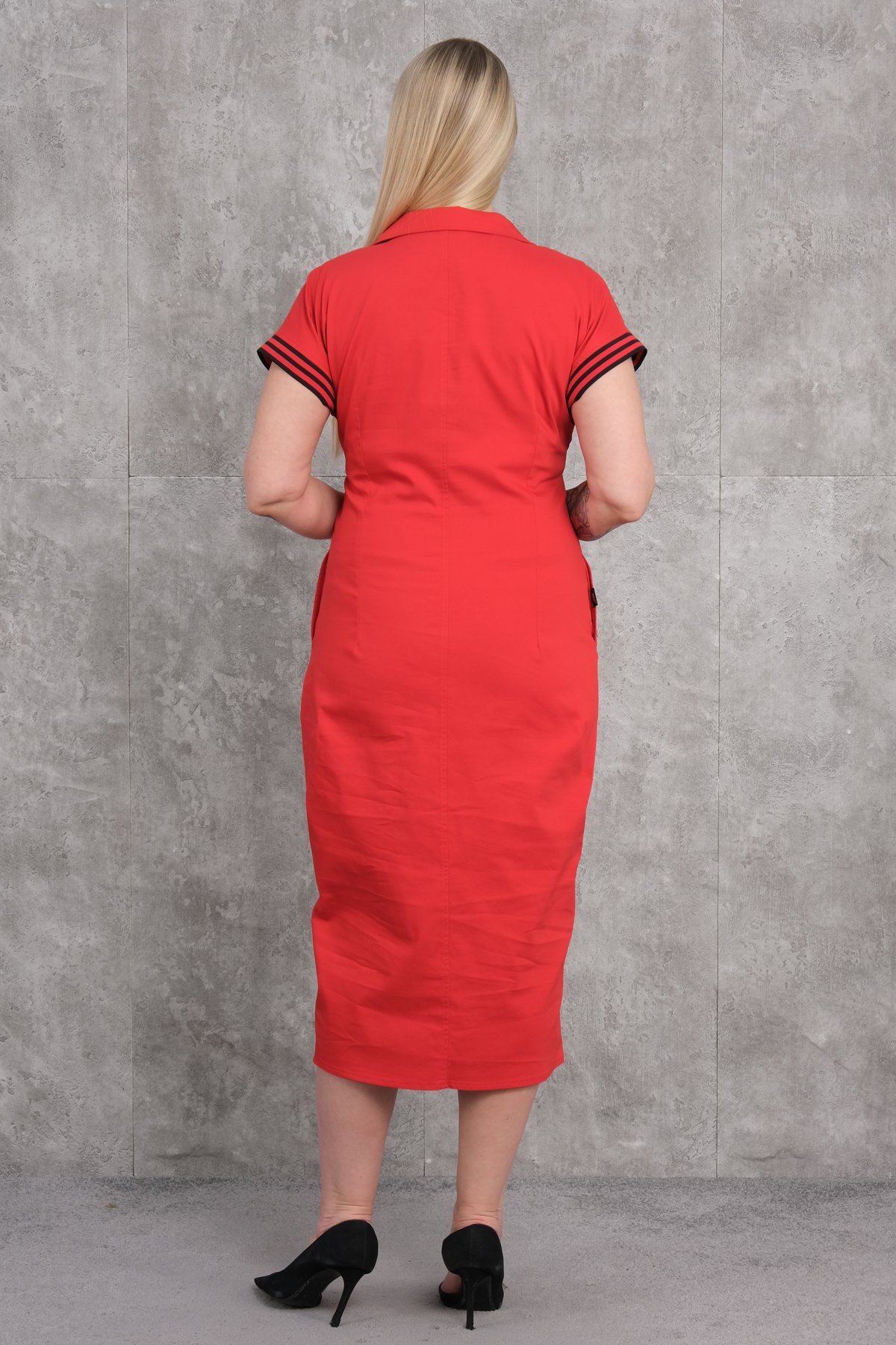 Casual Plus Size Dress-Red