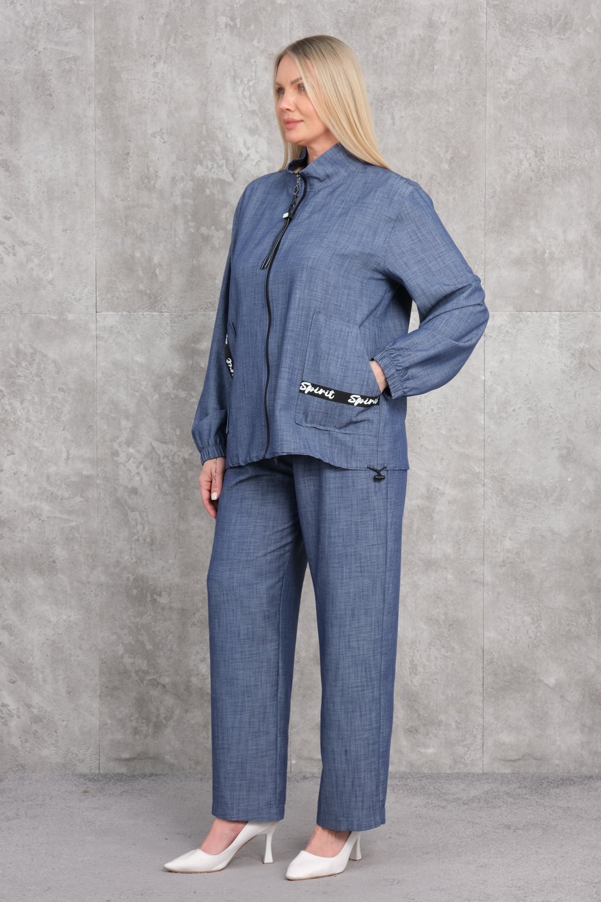 Plus Size Two-Piece Set-Blue