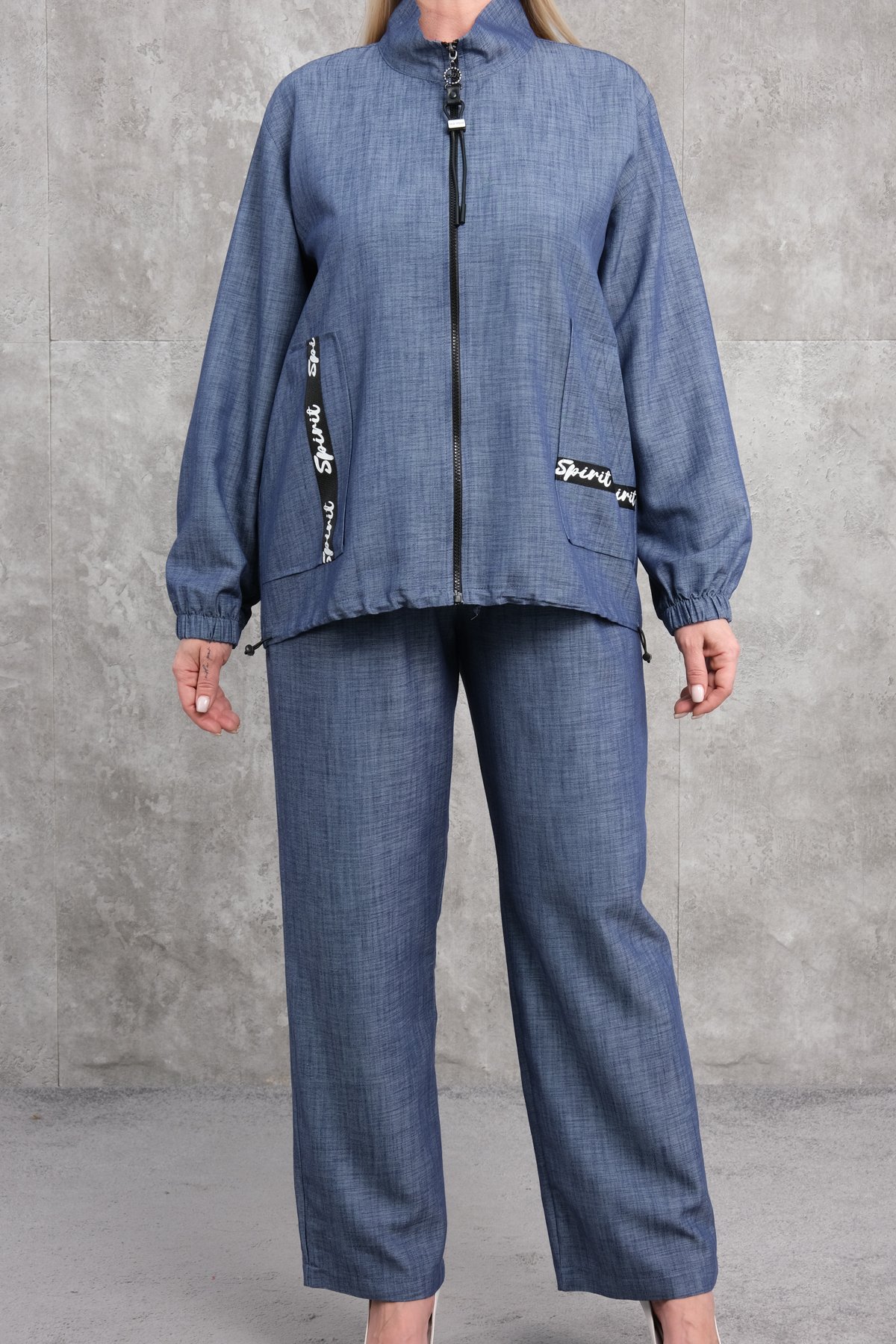 Plus Size Two-Piece Set-Blue