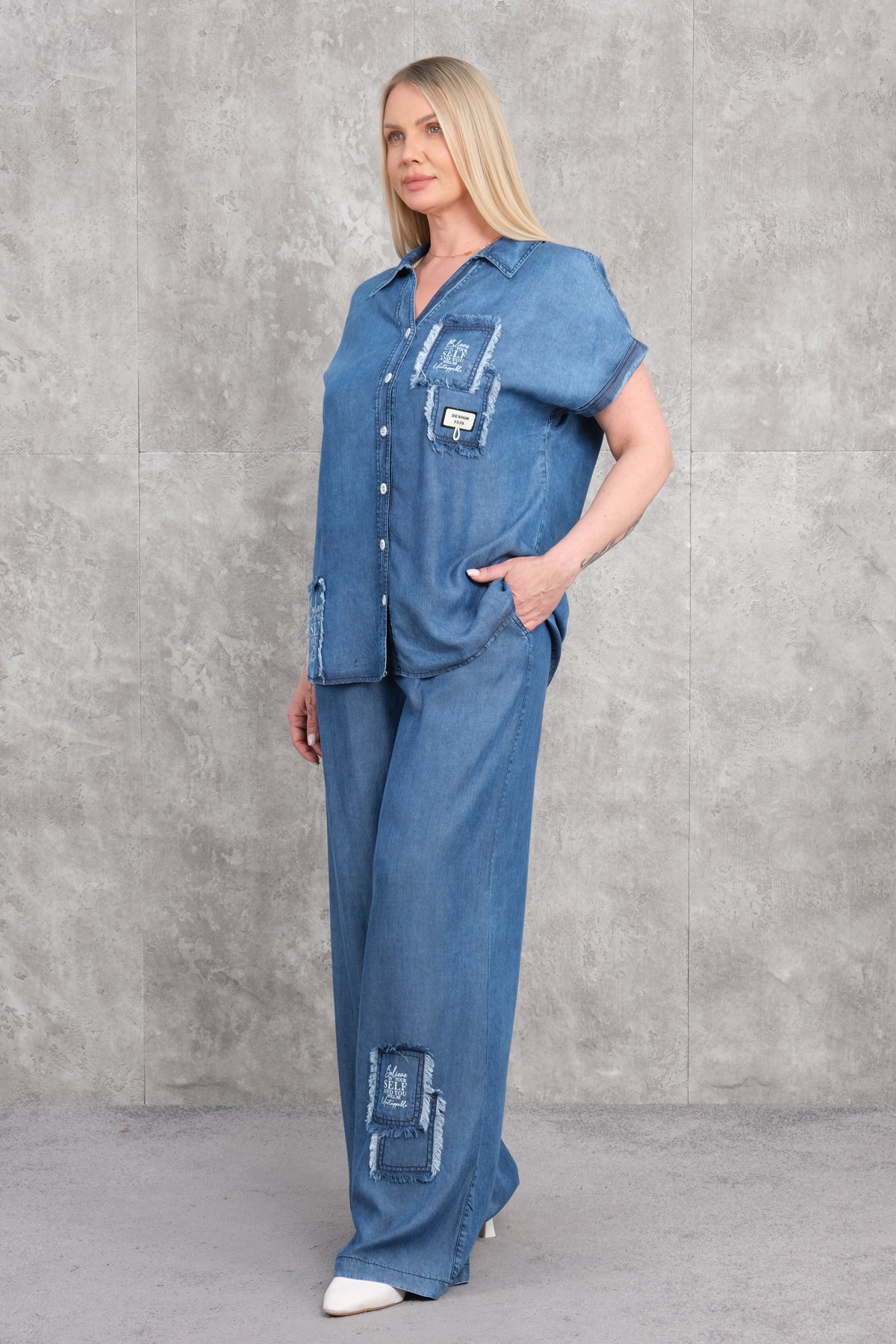 Plus Size Two-Piece Set-Dark Blue