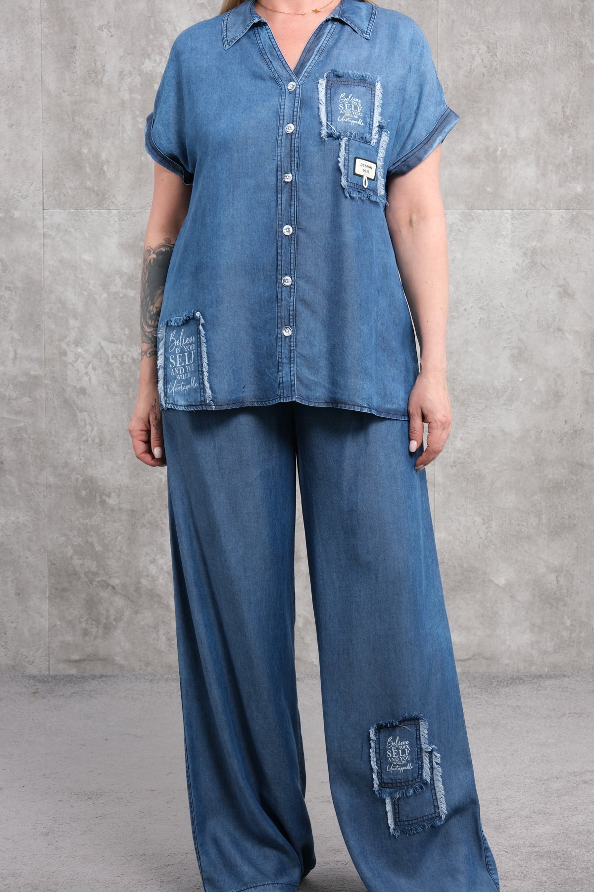 Plus Size Two-Piece Set-Dark Blue