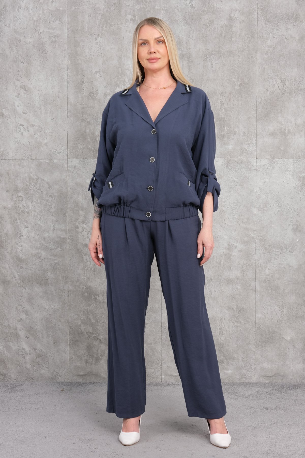 Plus Size Two-Piece Set-Dark Blue