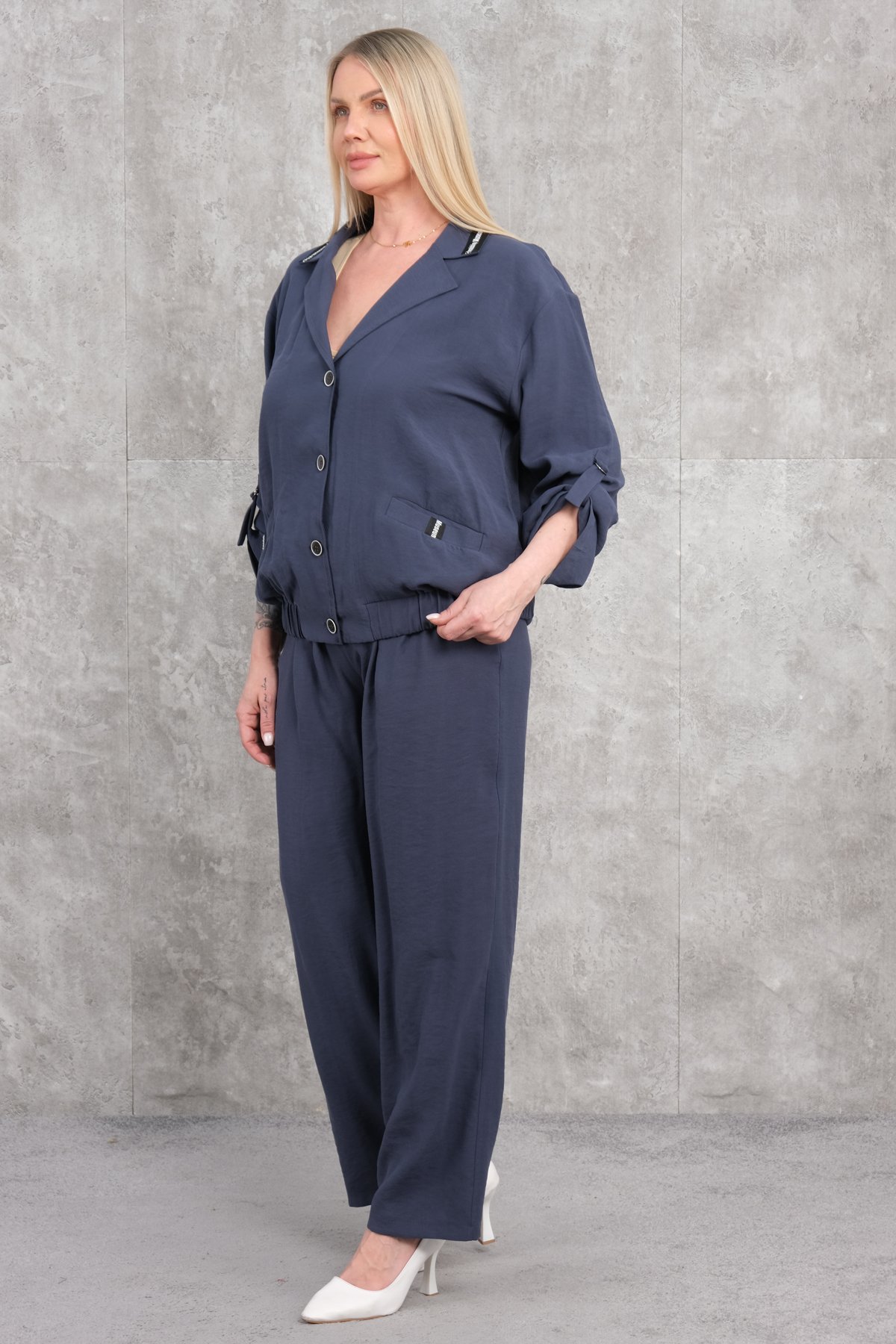 Plus Size Two-Piece Set-Dark Blue