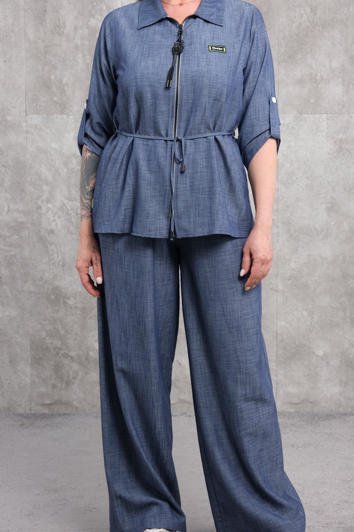 Plus Size Two-Piece Set-Blue