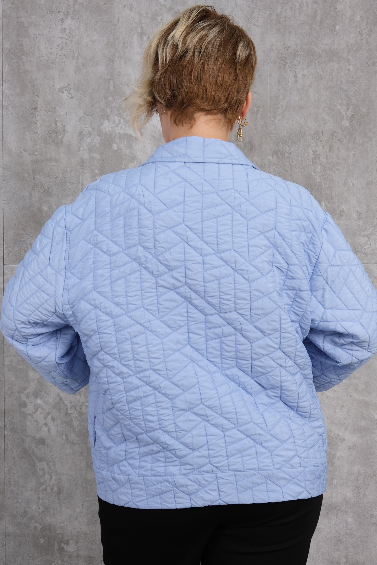 Plus Size Short Sport Jacket-Blue