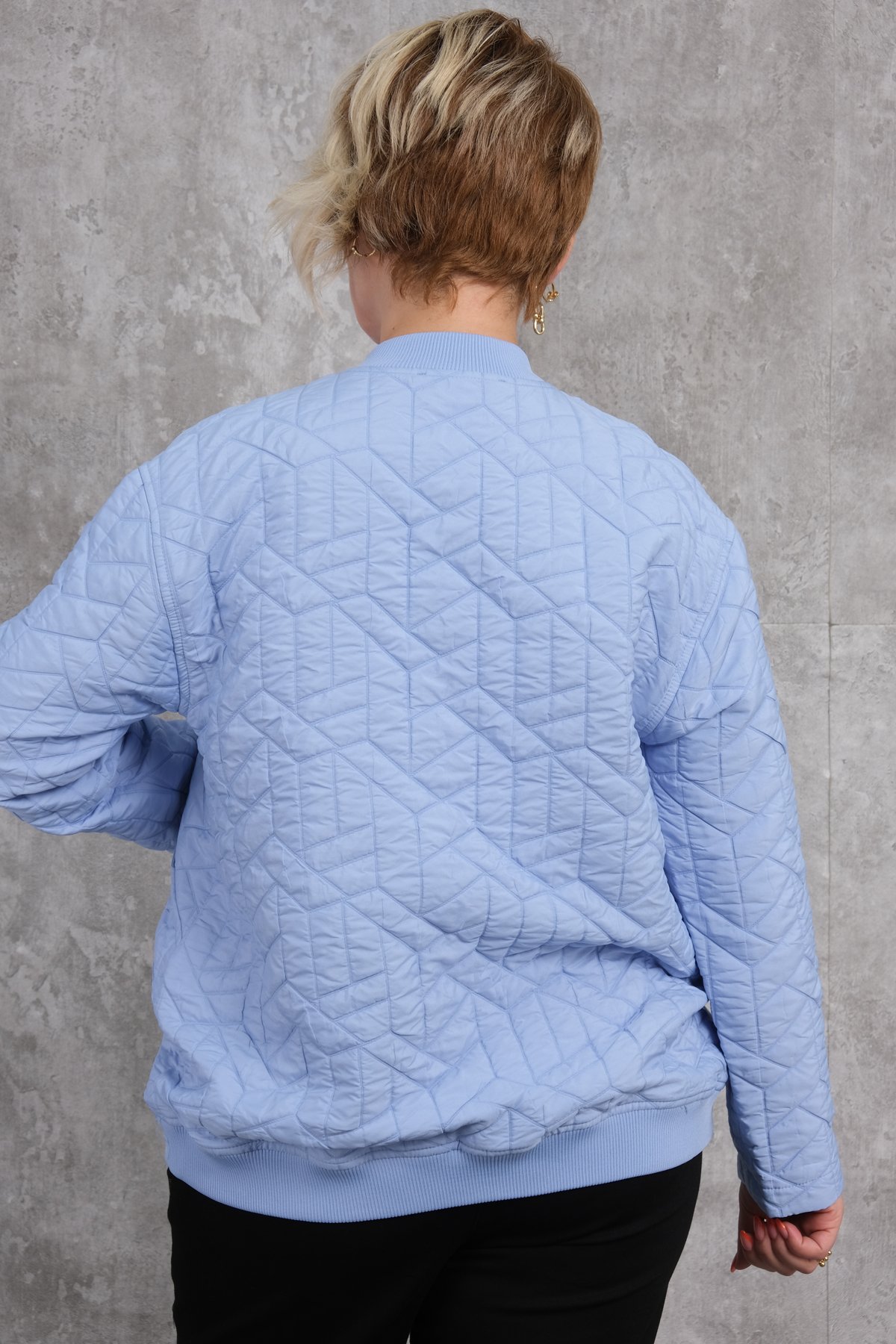 Plus Size Short Sport Jacket-Blue