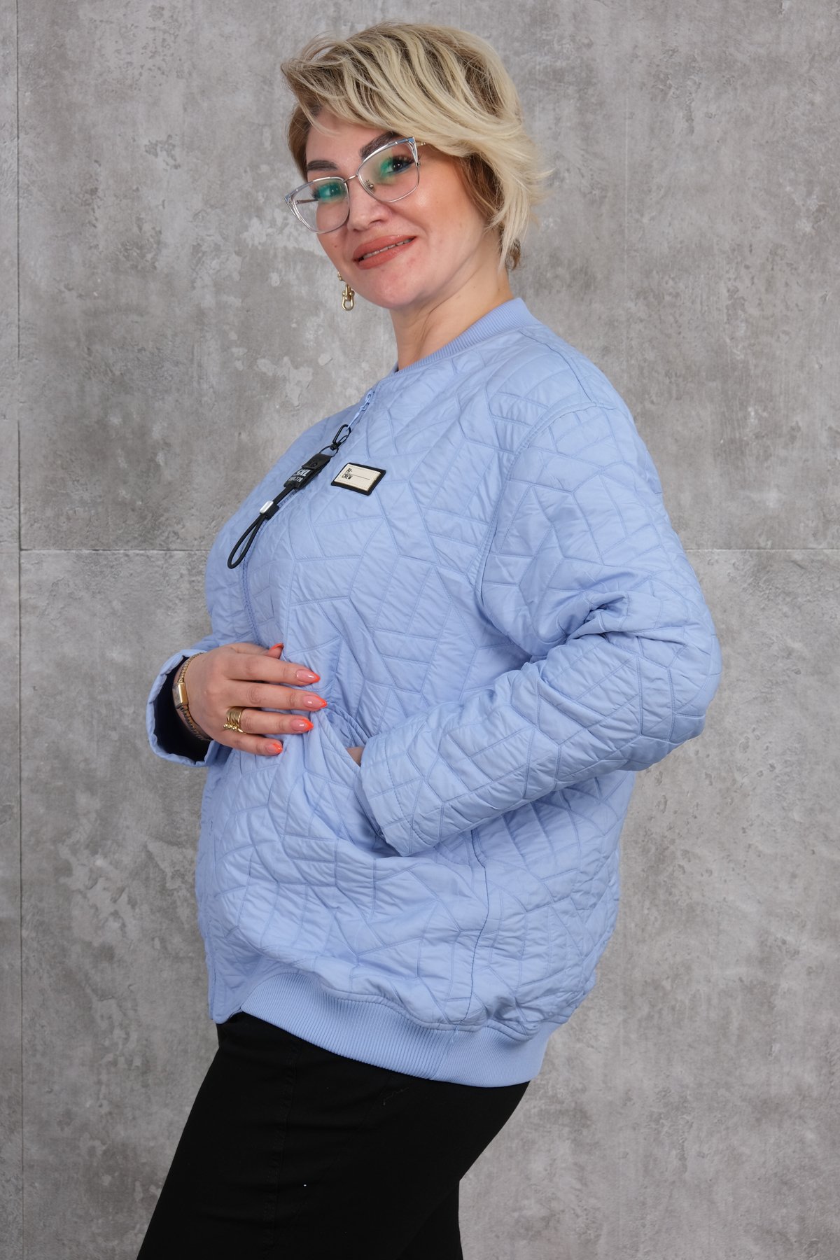 Plus Size Short Sport Jacket-Blue