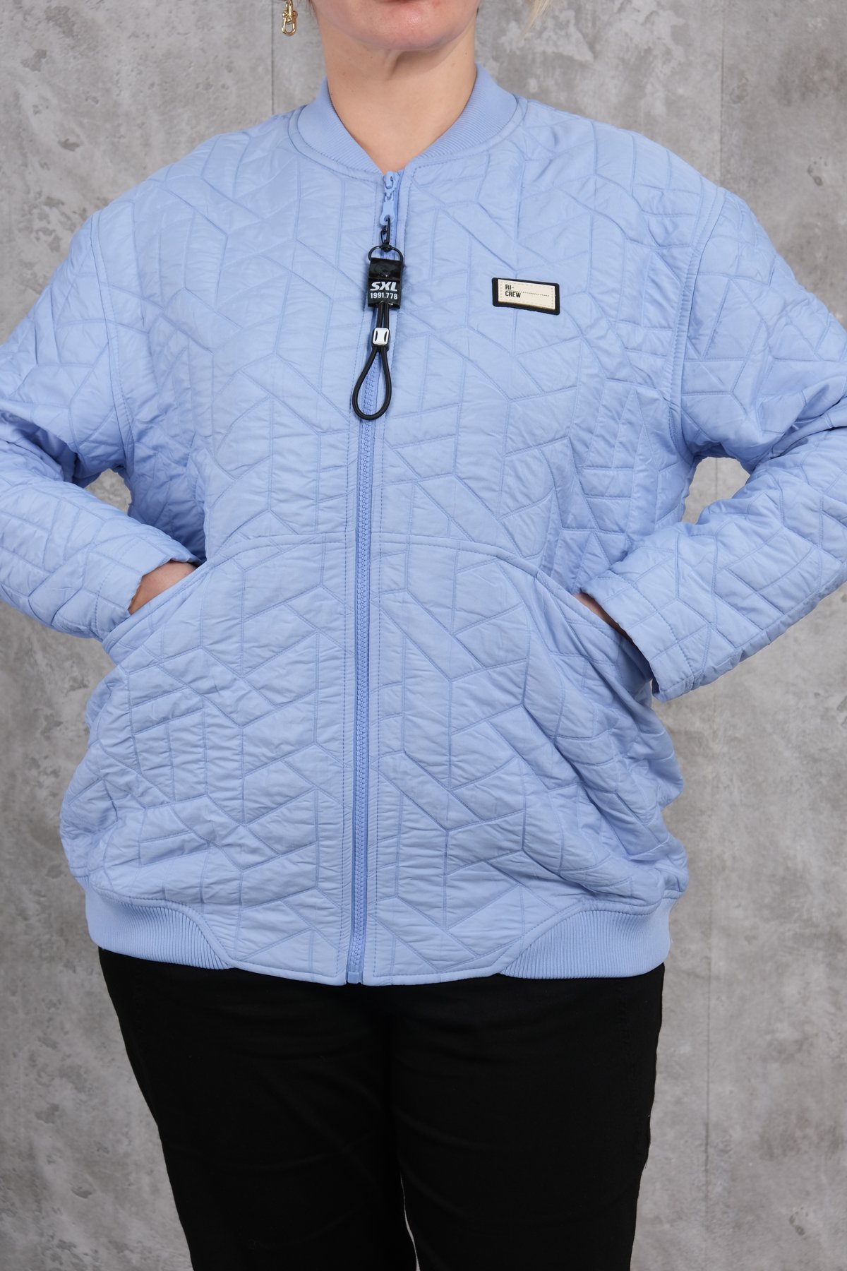 Plus Size Short Sport Jacket-Blue