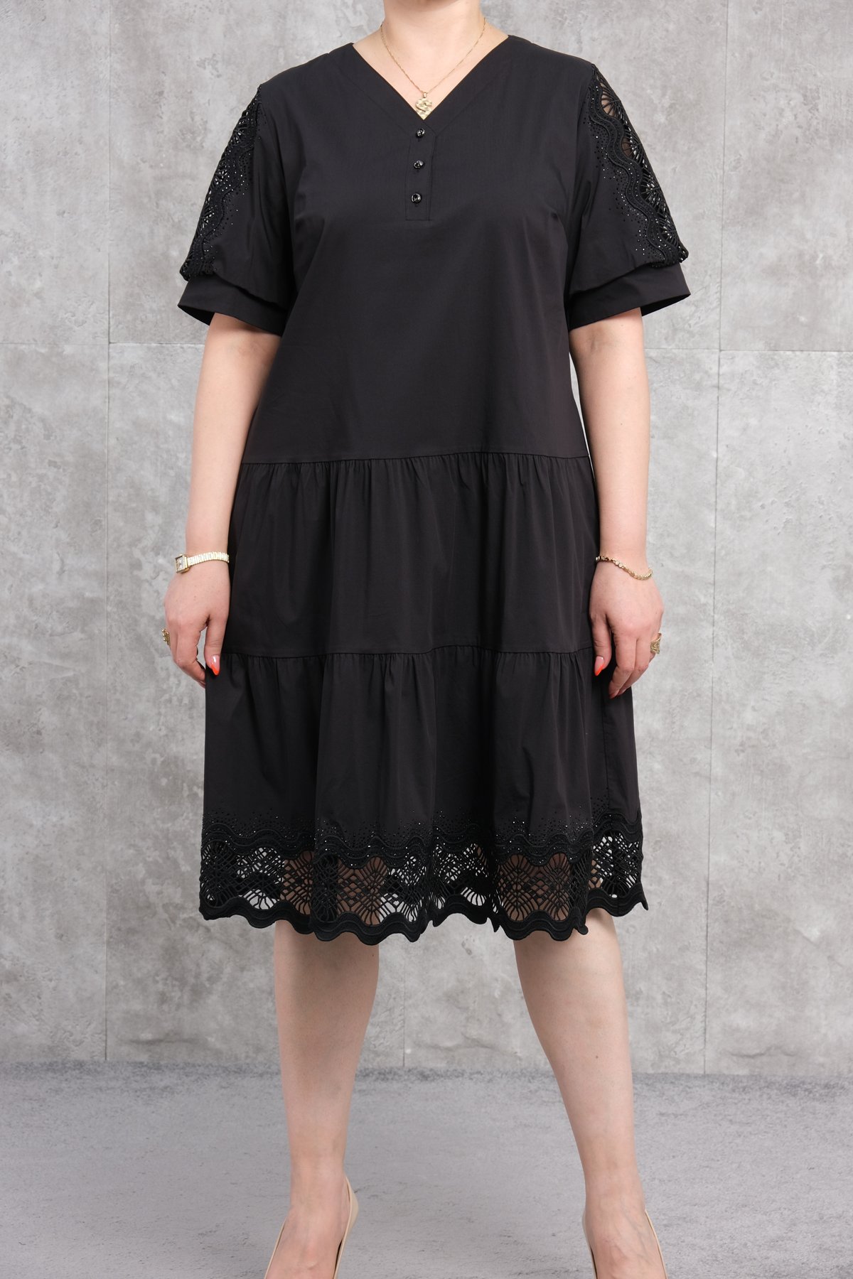 Büyük Beden Elbise-Siyah