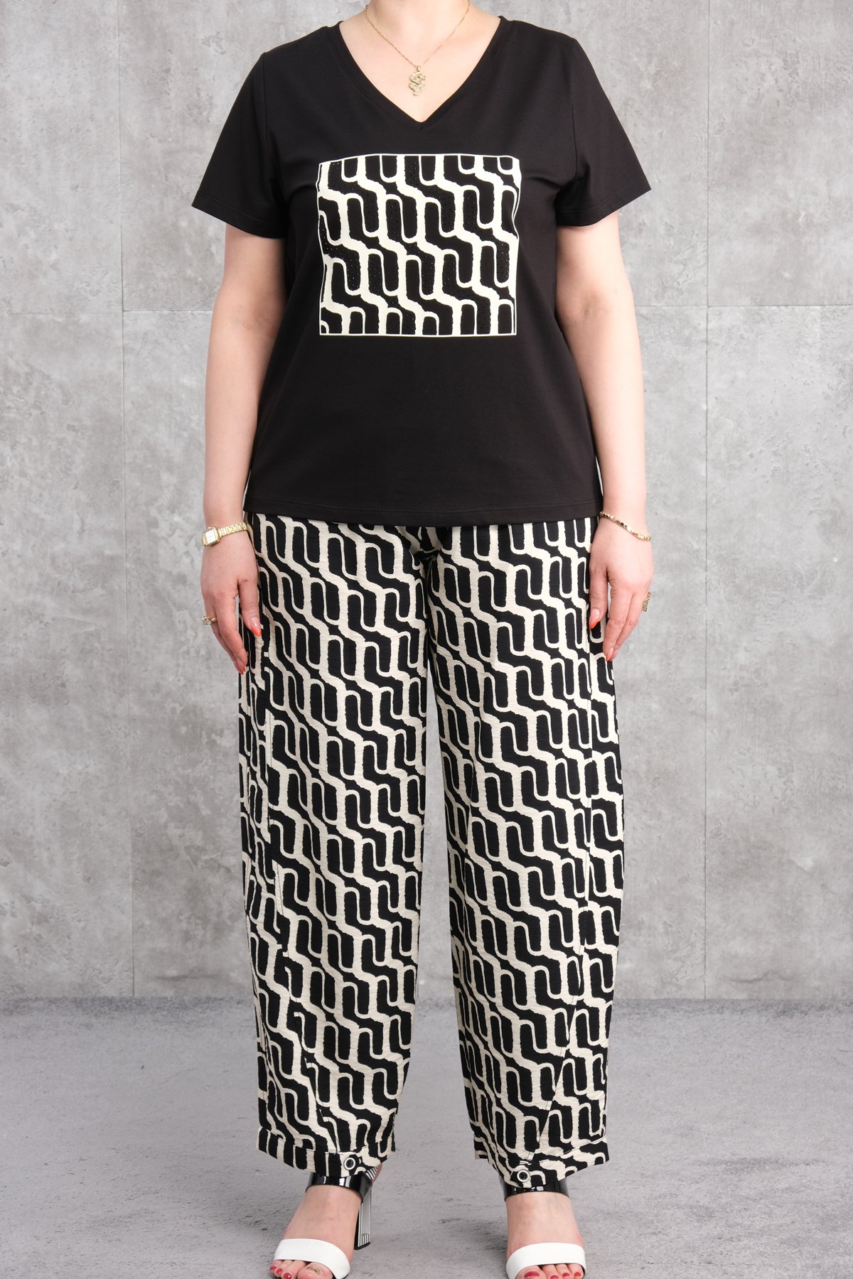 Plus Size Two-Piece Set-Black