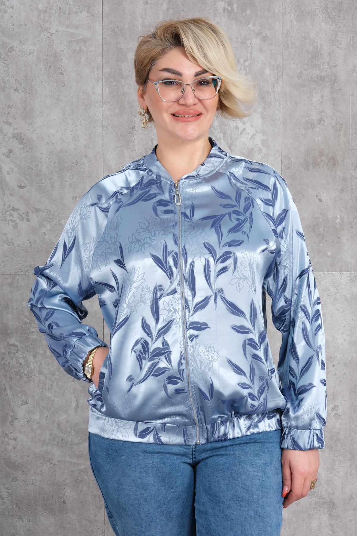 جاكيت رياضي قصير مقاس كبير-الأزرق الغامق