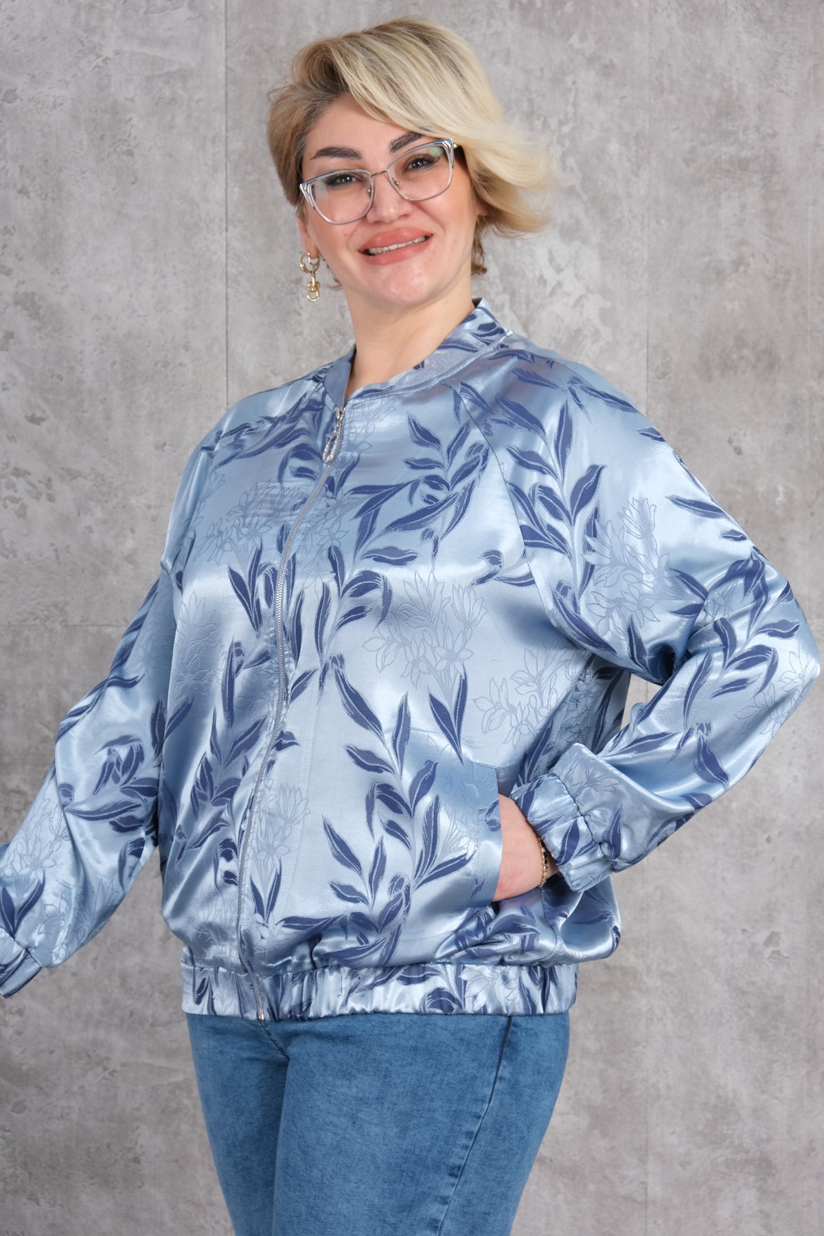 جاكيت رياضي قصير مقاس كبير-الأزرق الغامق