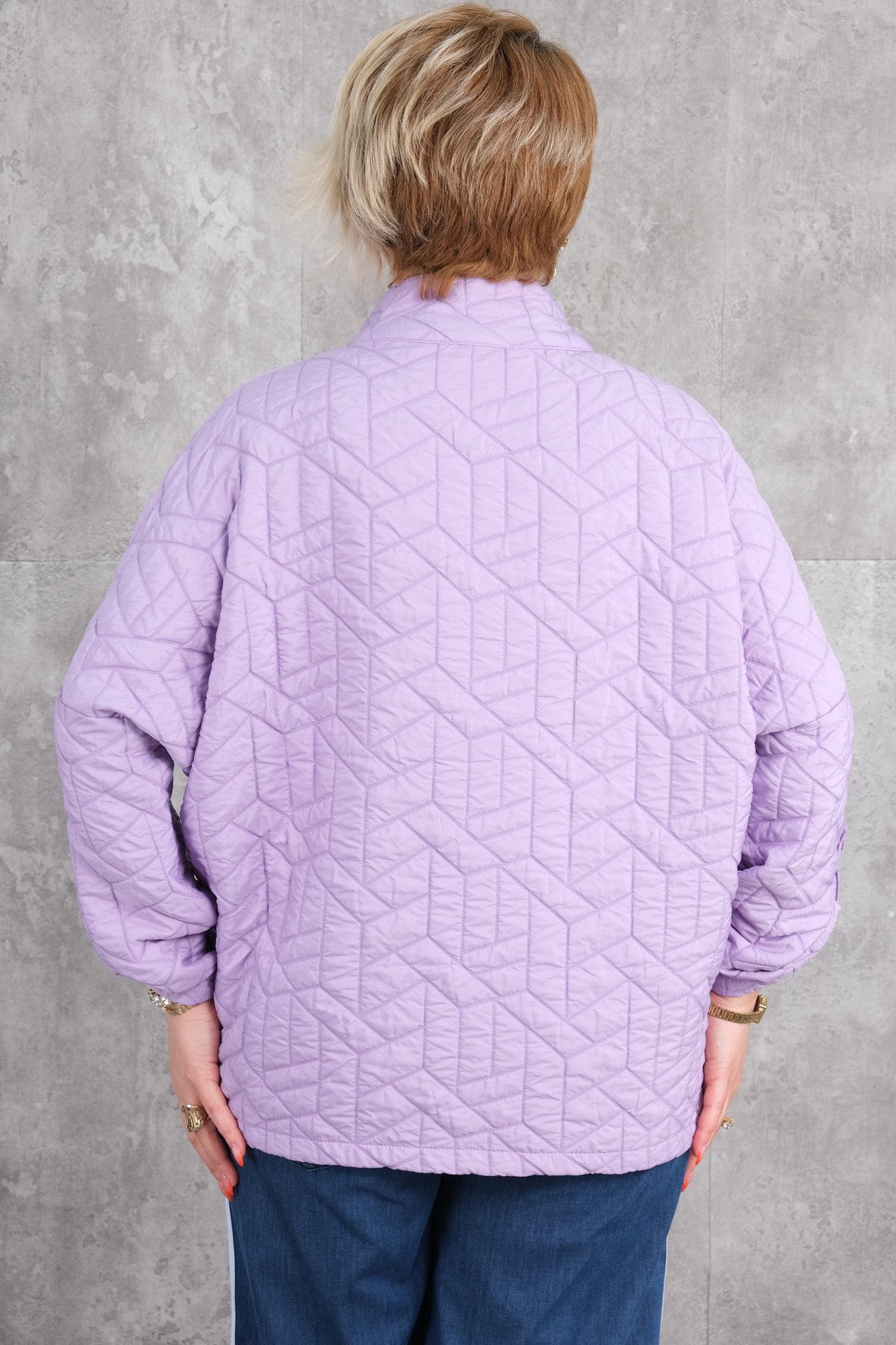 جاكيت رياضي قصير مقاس كبير-ليلاك (أرجواني)