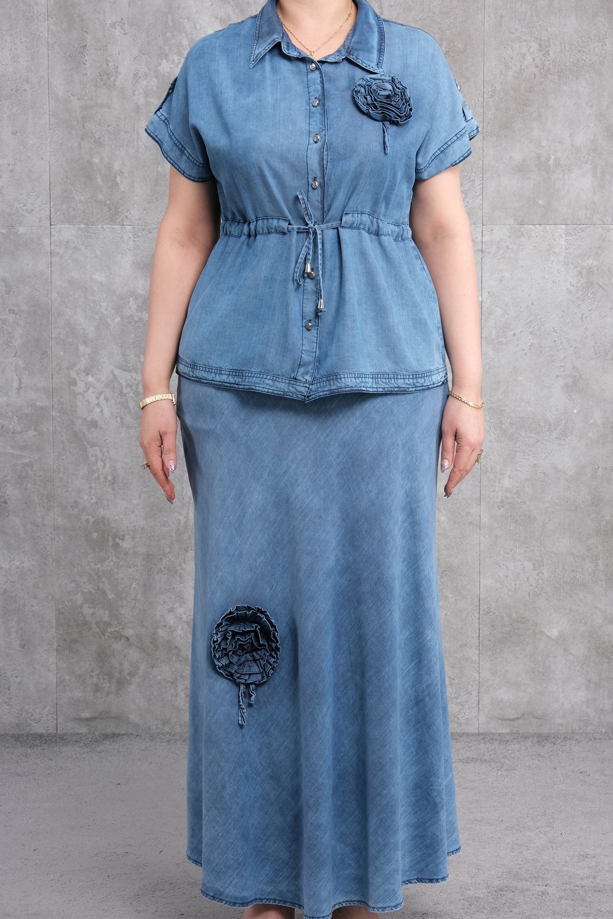 Plus Size Two-Piece Set-Blue