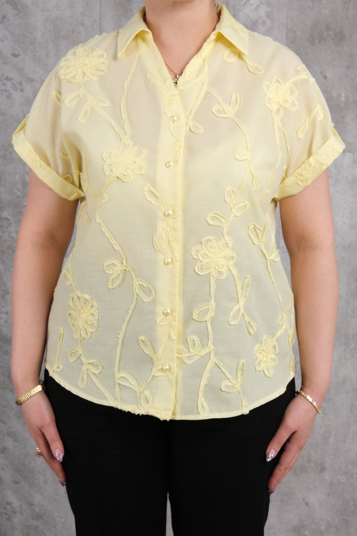 Рубашка больших размеров-Желтый