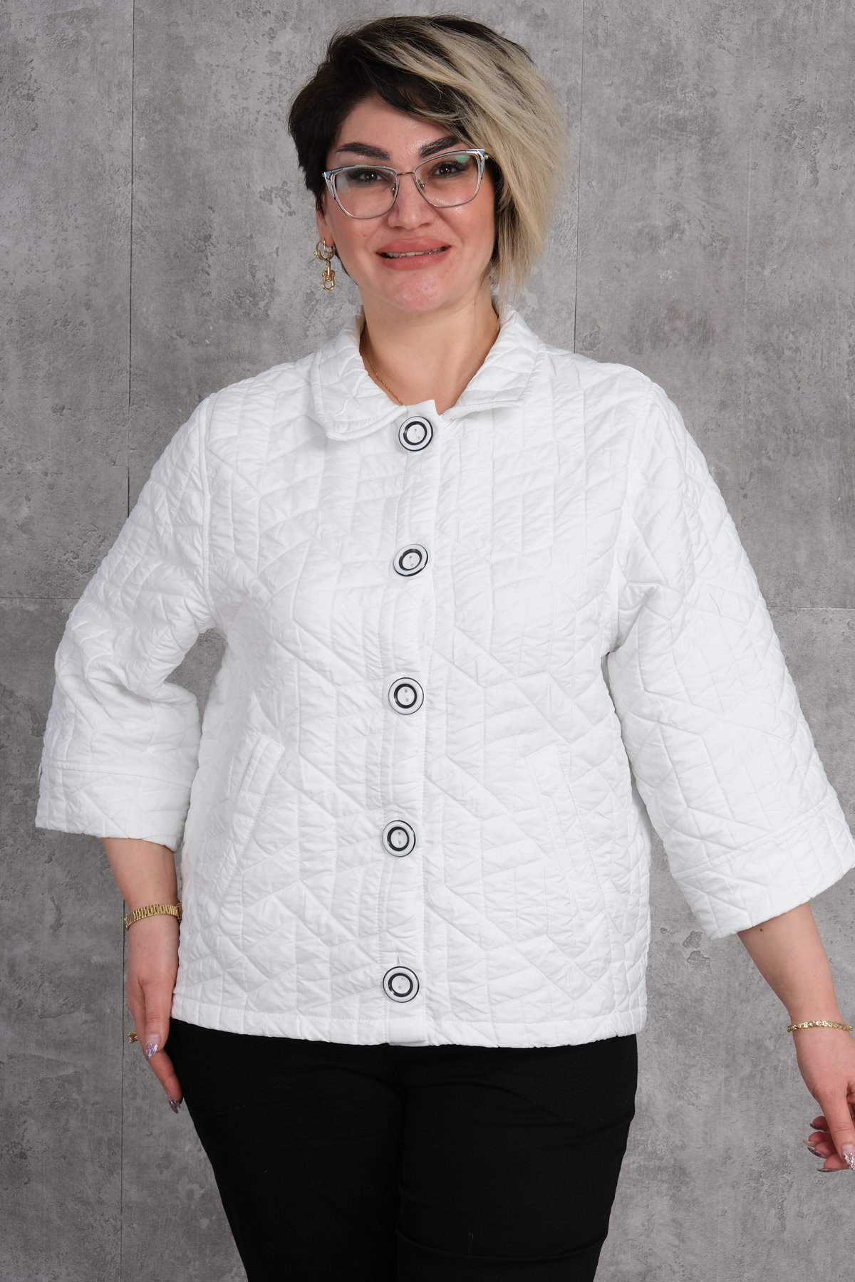 Plus Size Short Sport Jacket-White