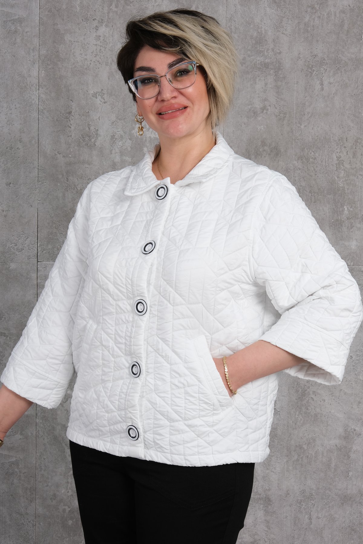 Plus Size Short Sport Jacket-White