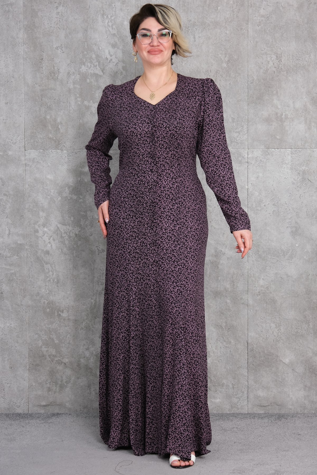 Plus Size Long Dress-Lilac