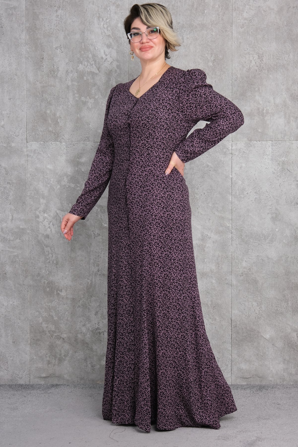 Plus Size Long Dress-Lilac