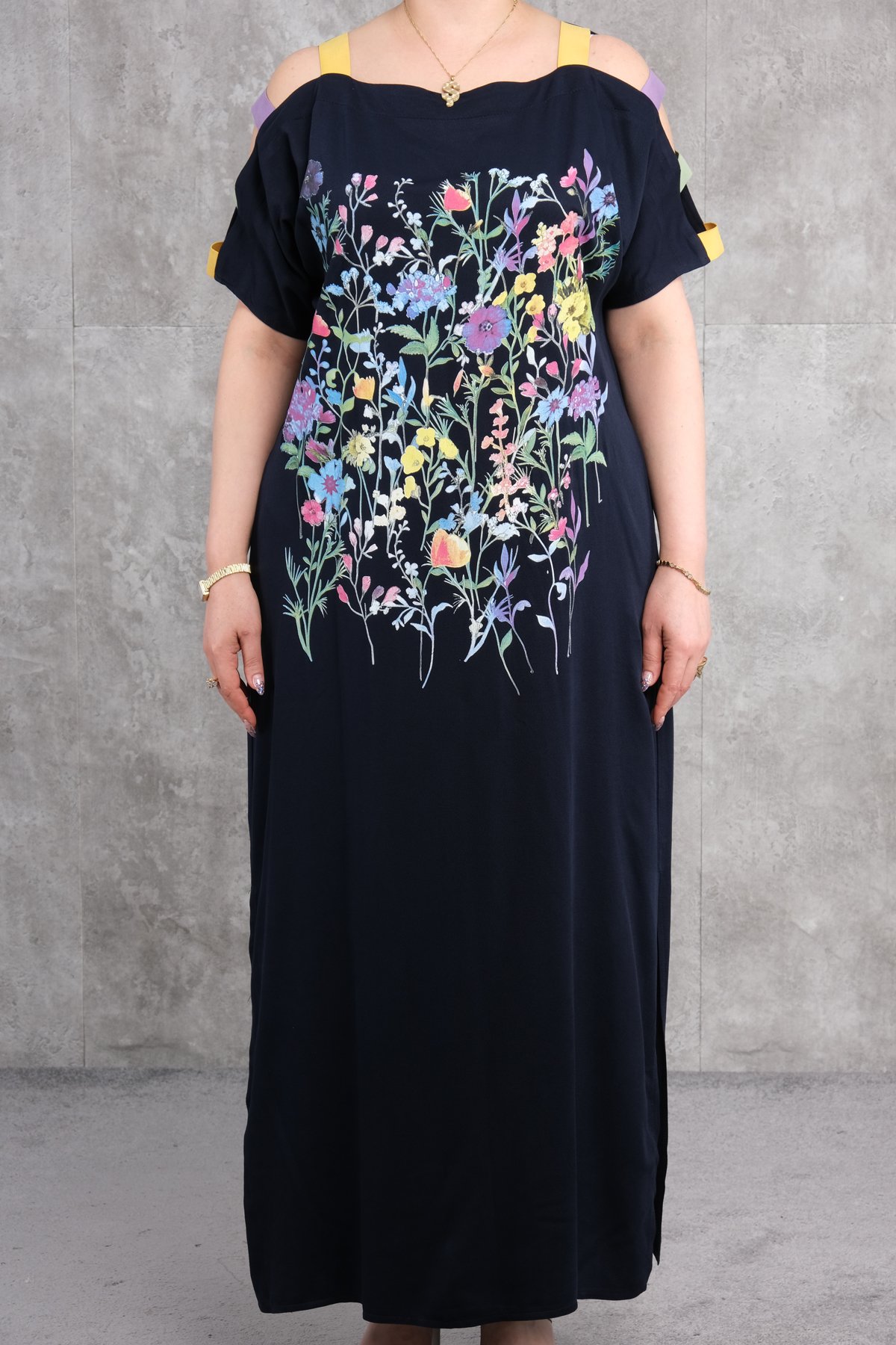 Платье больших размеров-Темно-синий