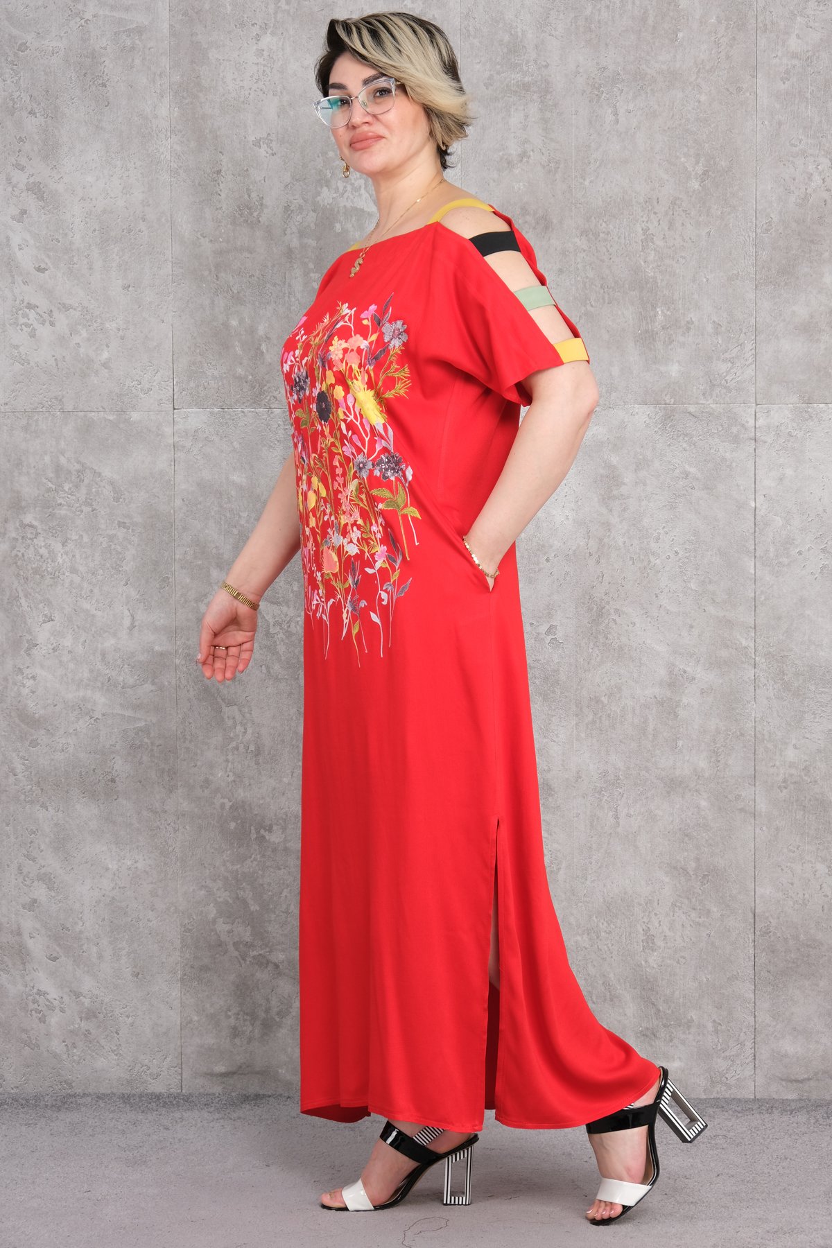 Büyük Beden Elbise-Kırmızı