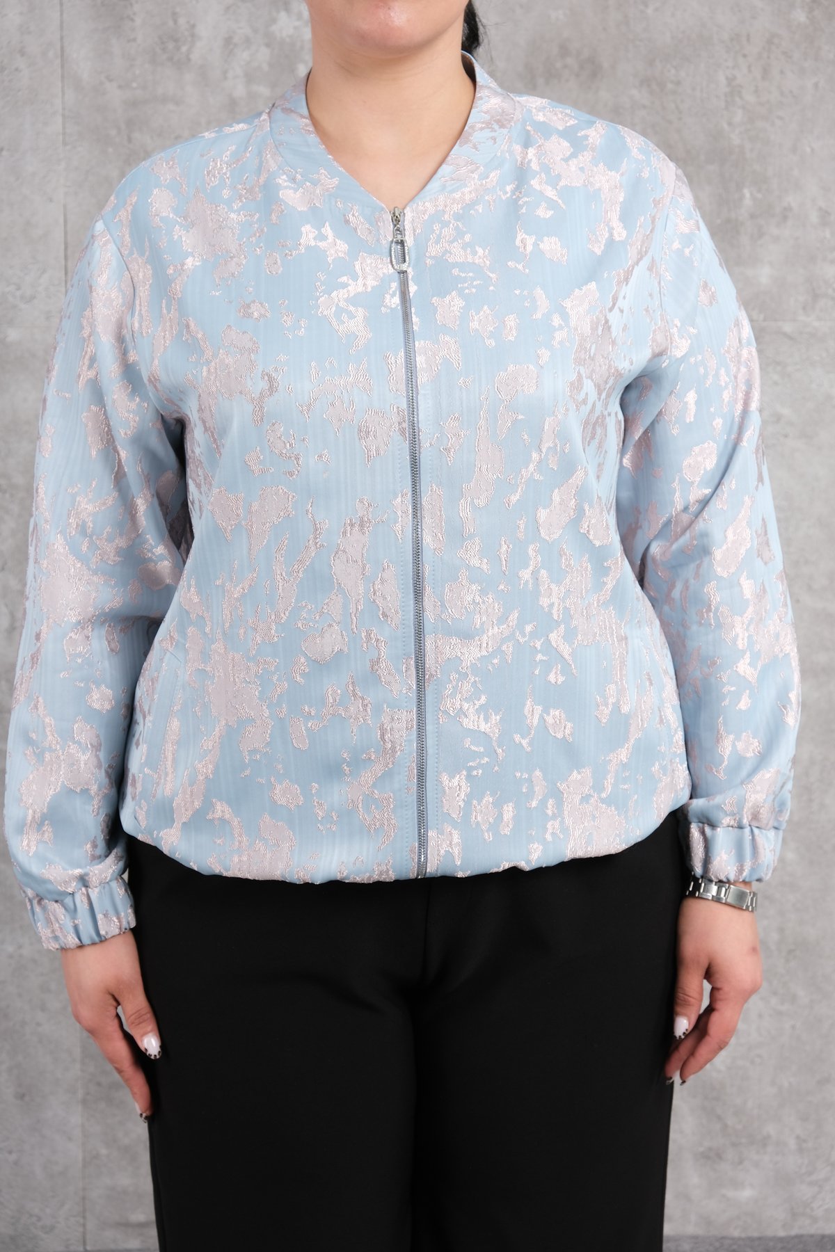 Plus Size Short Sport Jacket-Turquoise