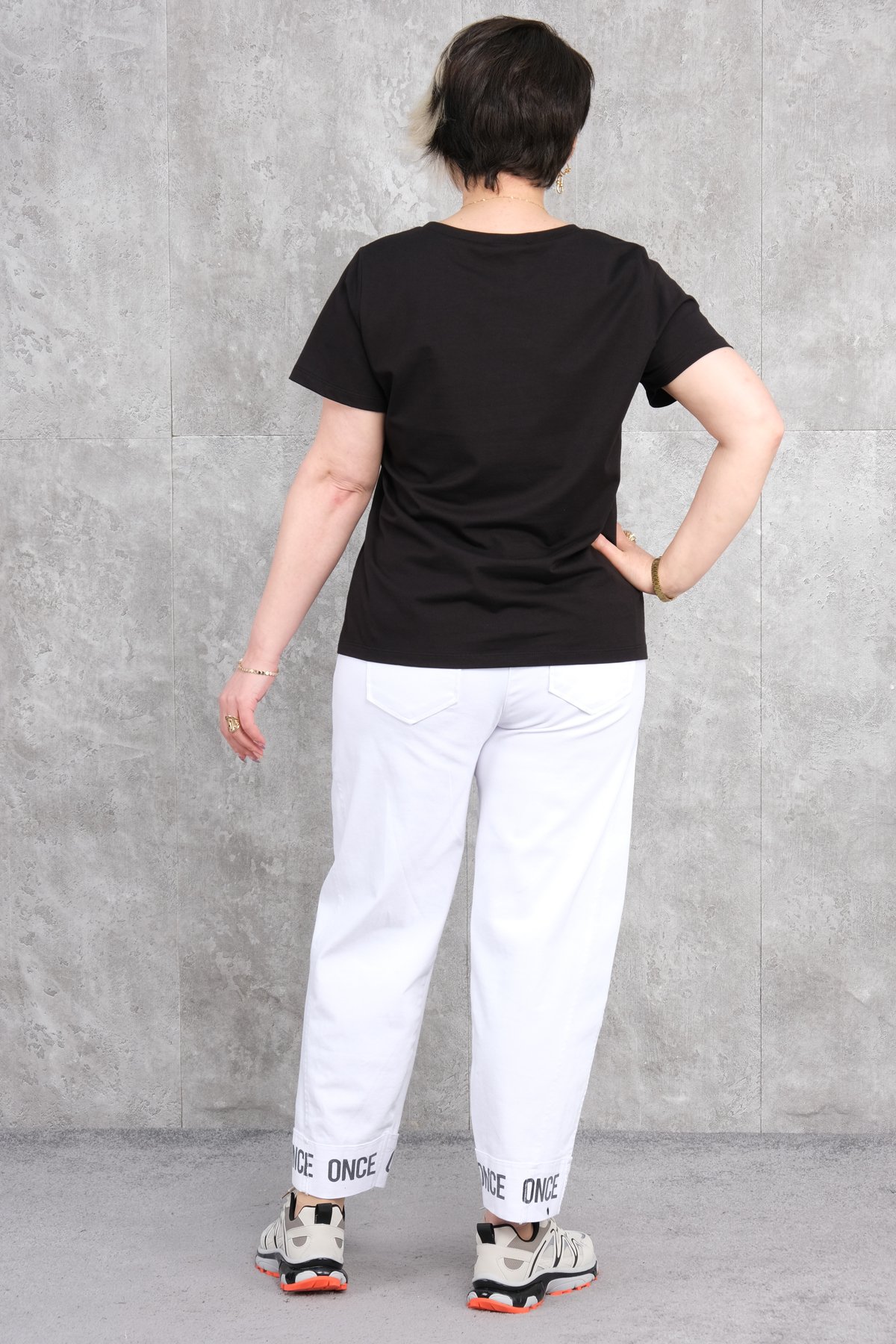 Plus Size Womens Two-Piece Sports Set-Black