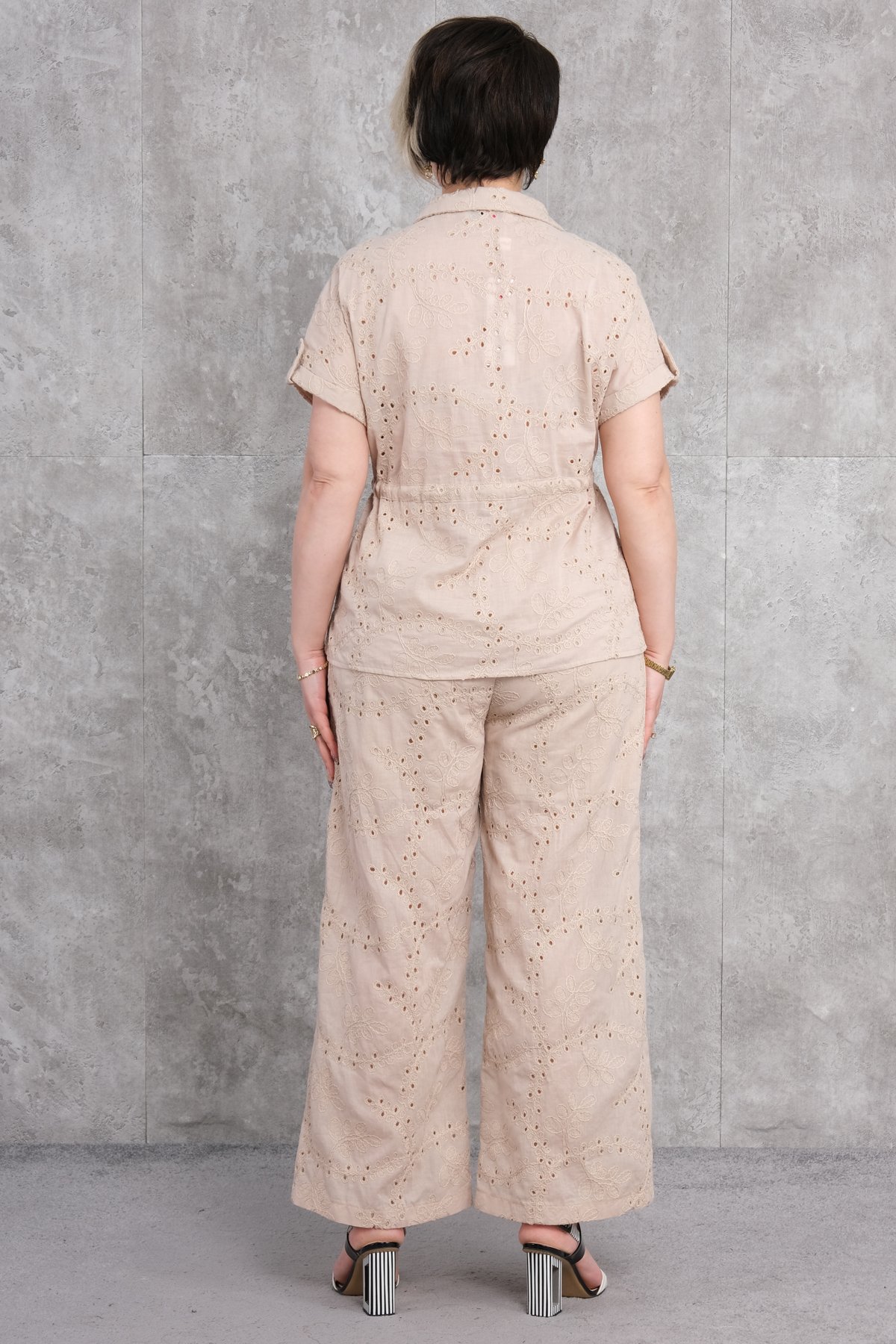 Plus Size Two-Piece Set-Beige