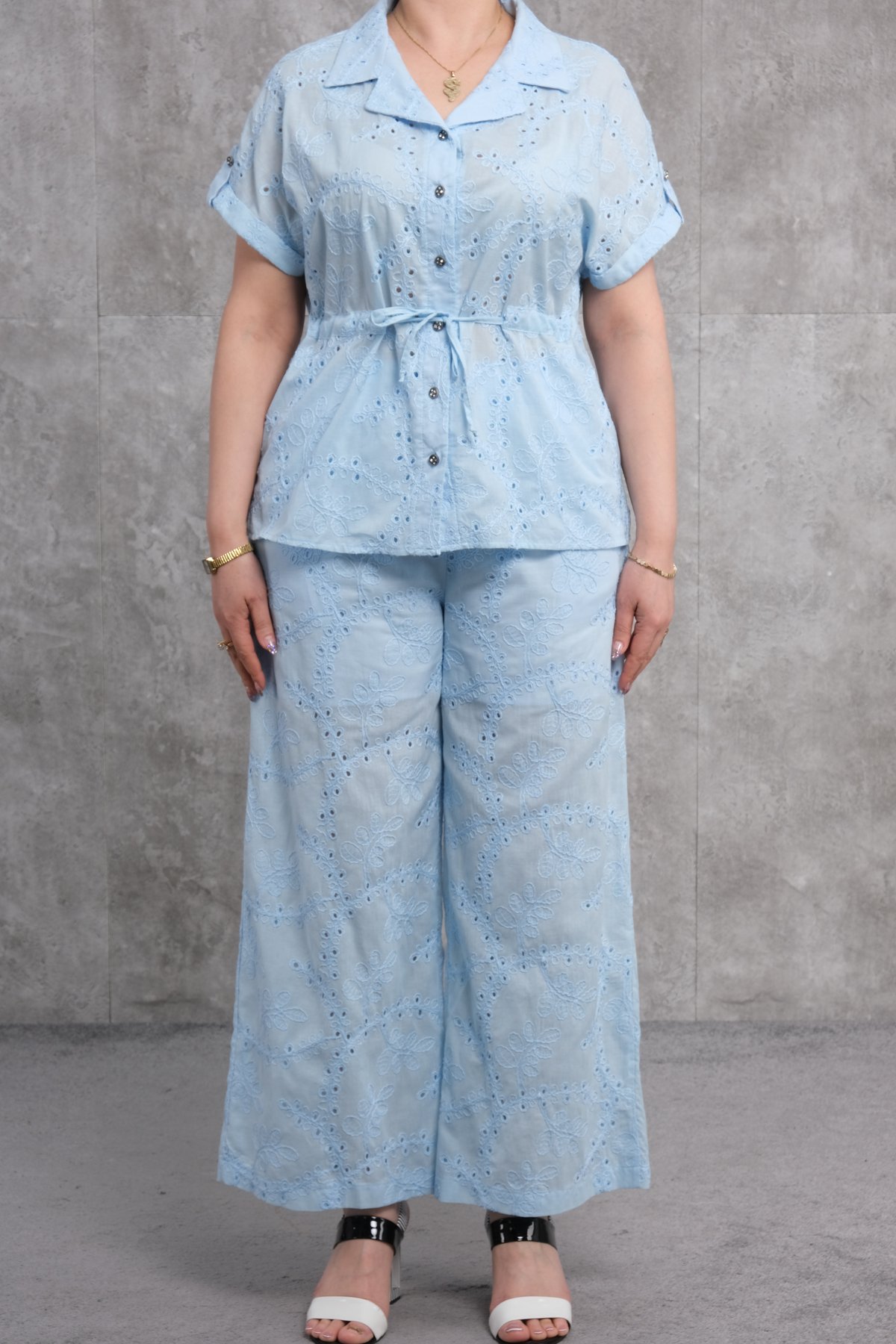 طقم من قطعتين مقاس كبير-الأزرق