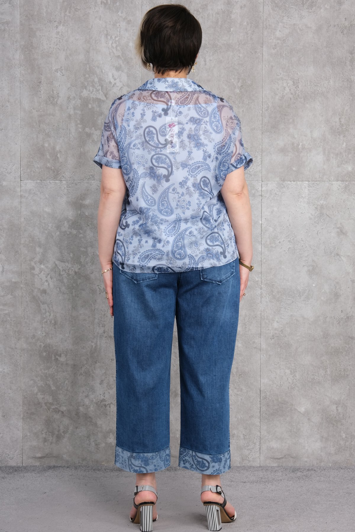 طقم رياضي نسائي مقاس كبير مكون من قطعتين-الأزرق