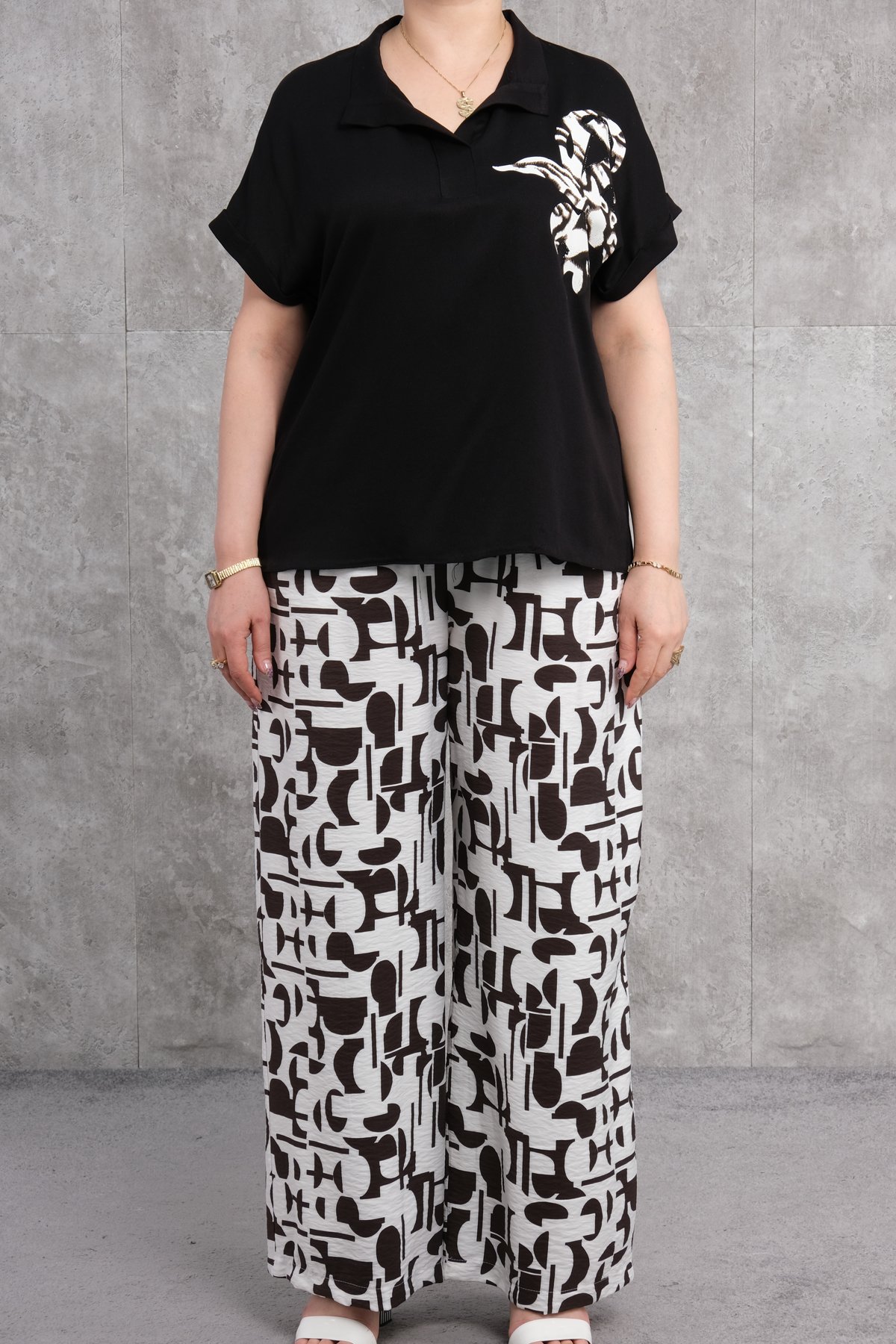 Plus Size Two-Piece Set-Brown