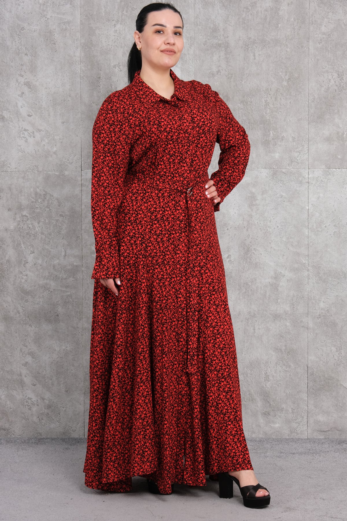 Plus Size Long Dress-Coral