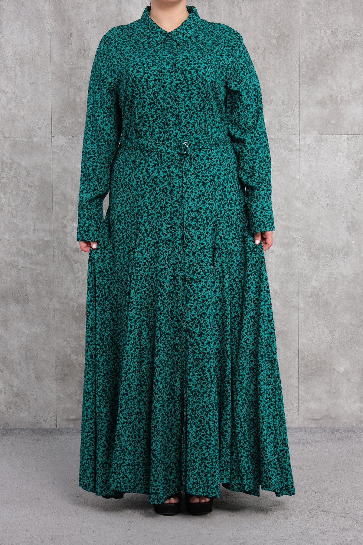 Длинное платье больших размеров-Зеленый