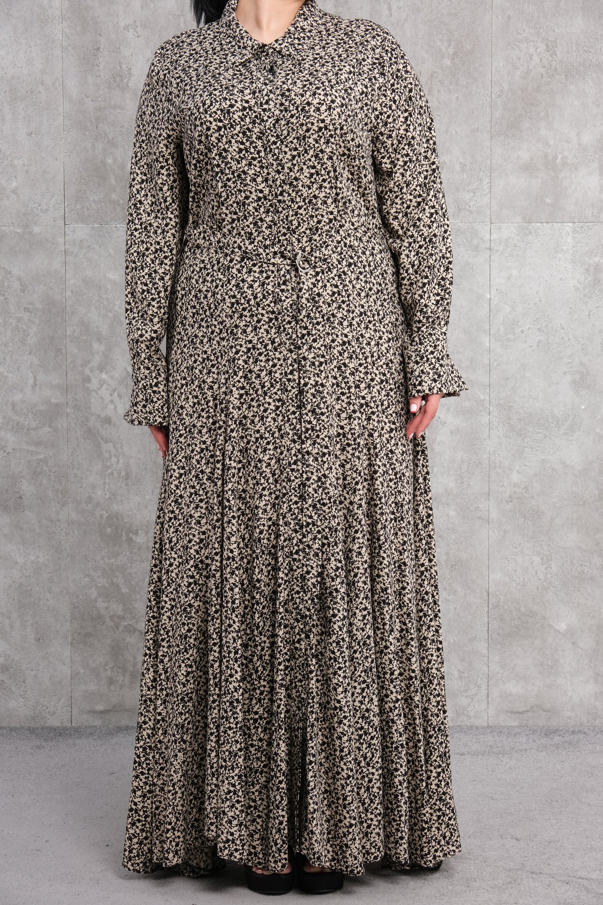 Plus Size Long Dress-Beige