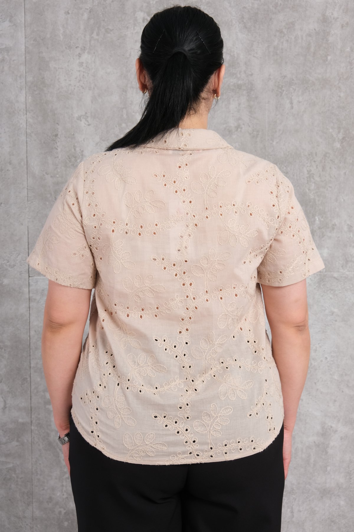 Рубашка больших размеров-Бежевый