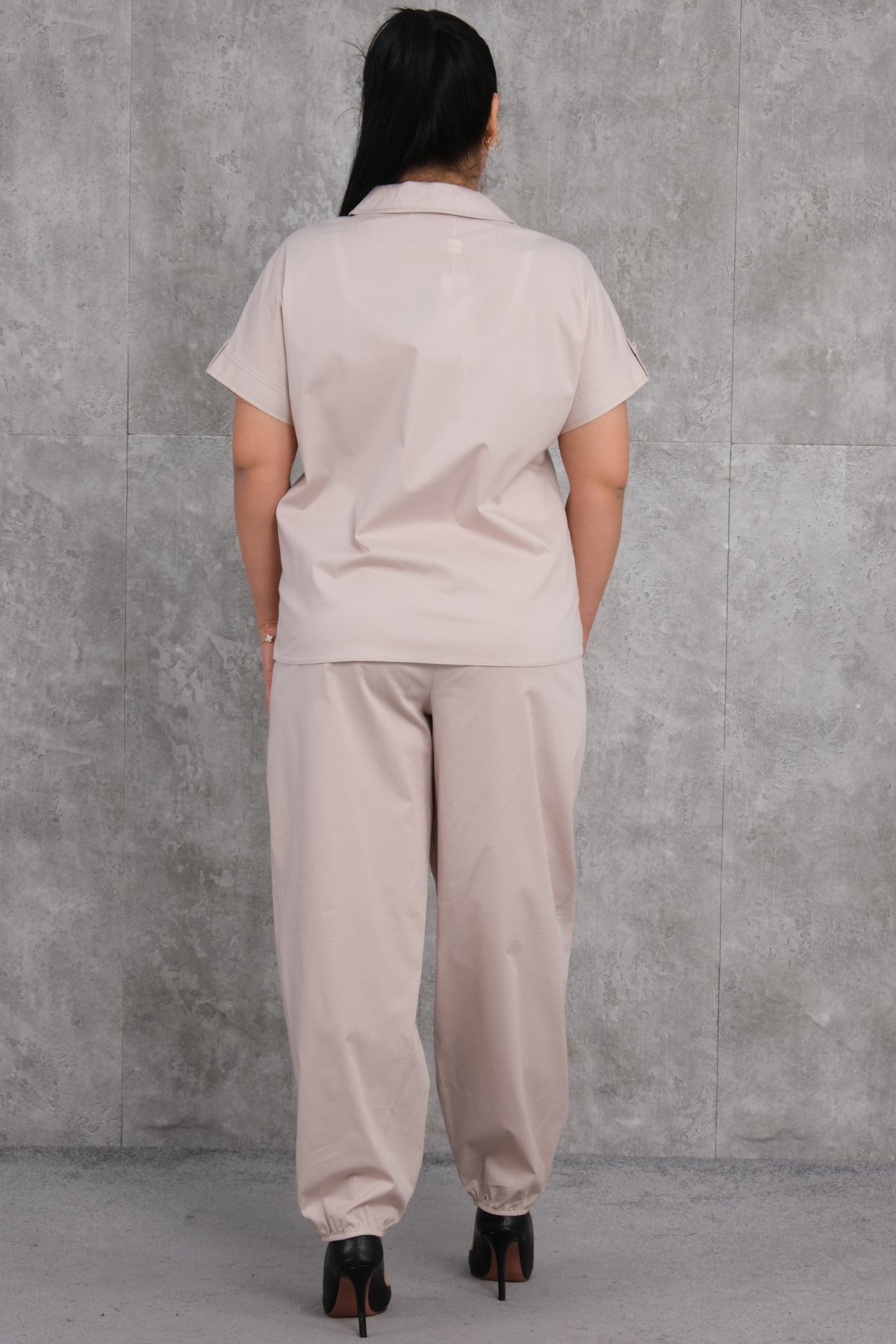 Plus Size Two-Piece Set-Beige