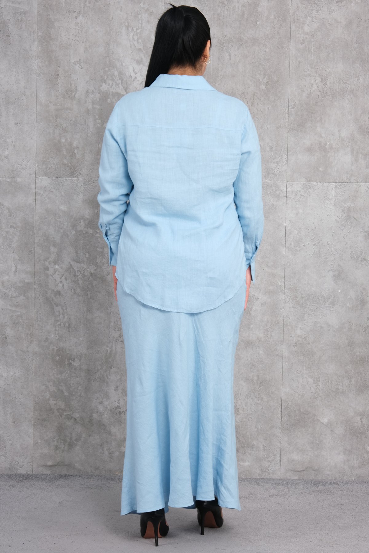 طقم من قطعتين مقاس كبير-الأزرق