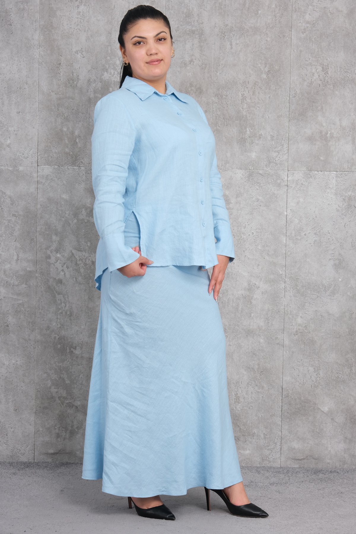 طقم من قطعتين مقاس كبير-الأزرق