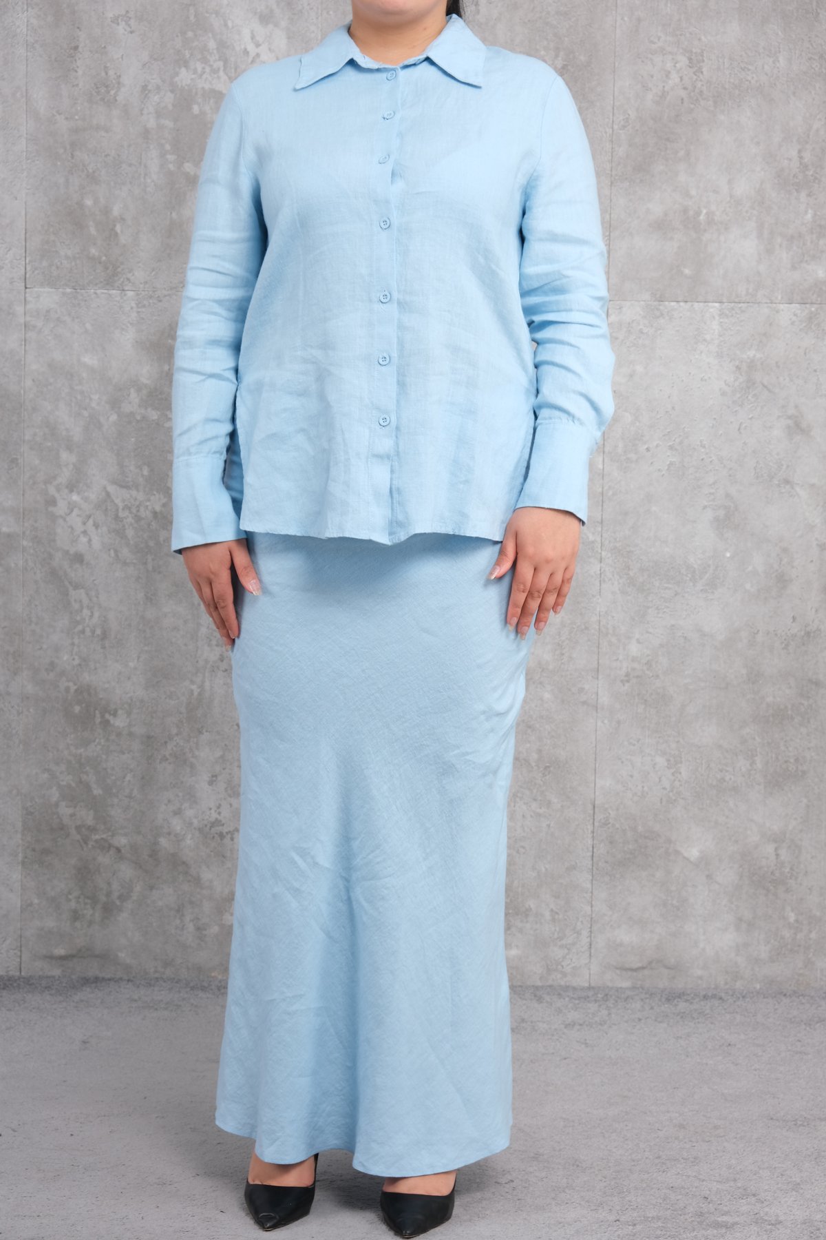 طقم من قطعتين مقاس كبير-الأزرق