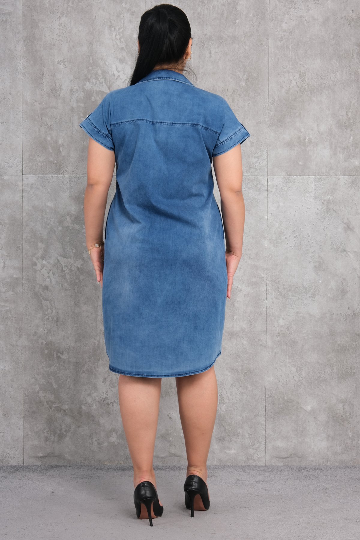 فستان جينز مقاس كبير-الأزرق