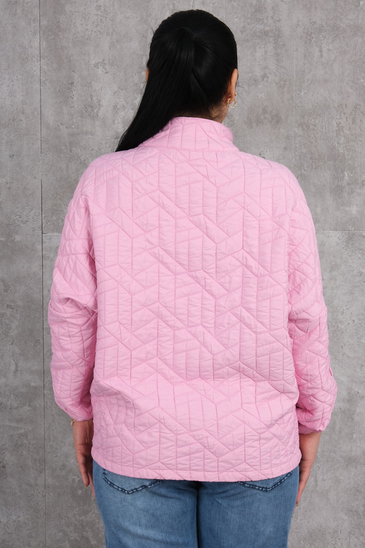 Короткая спортивная куртка больших размеров-Розовый