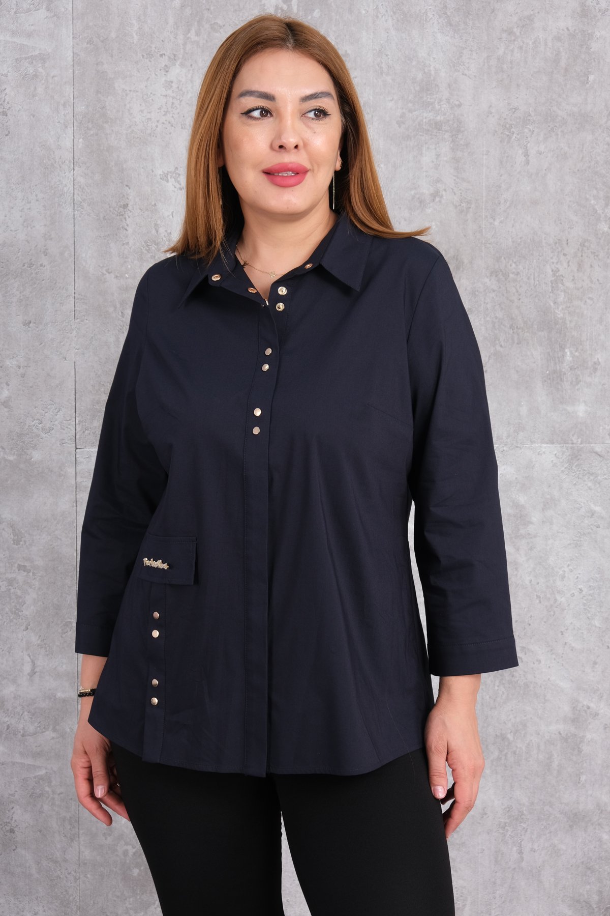 Plus Size Shirt-Dark Blue