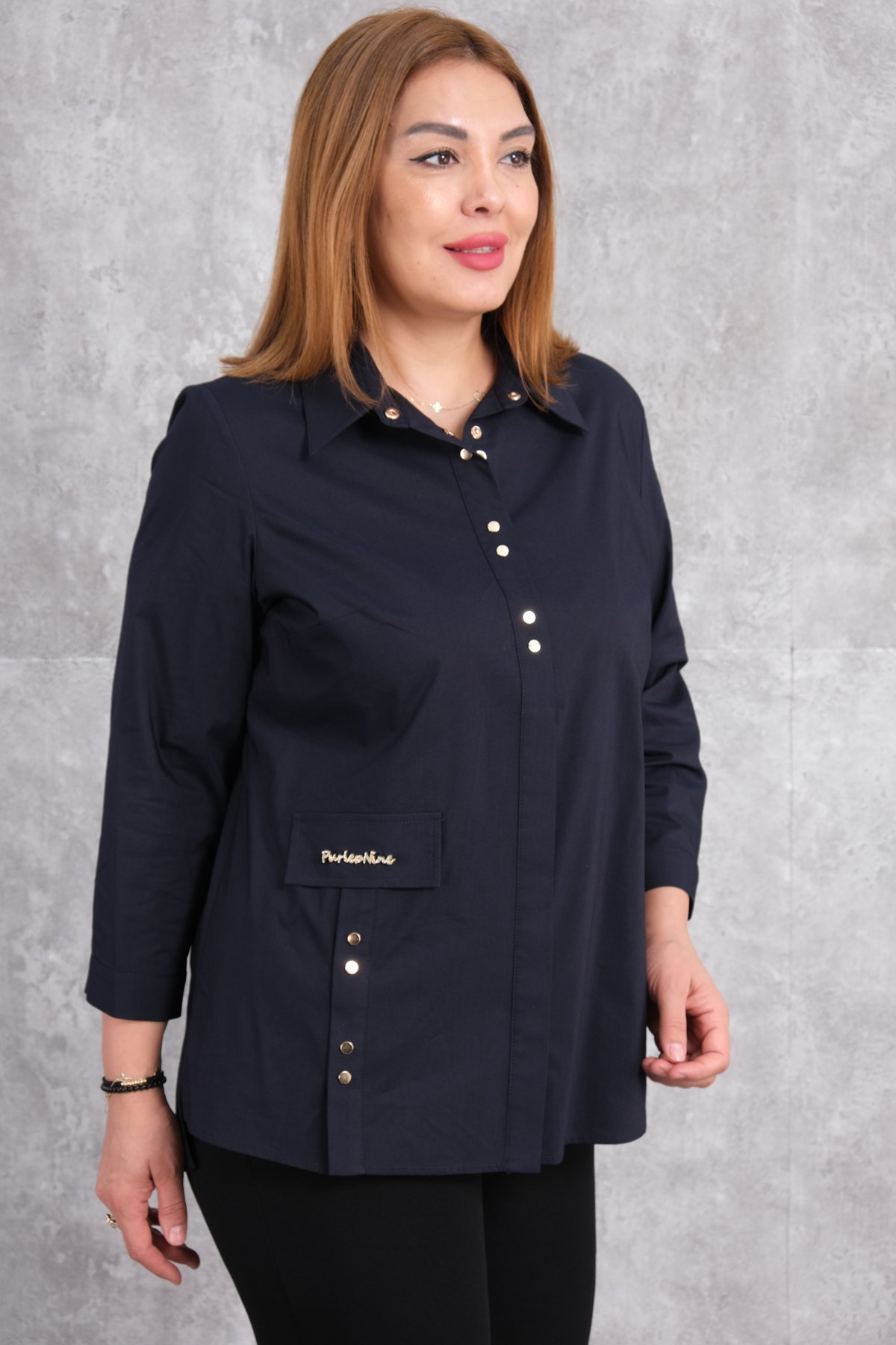 Plus Size Shirt-Dark Blue
