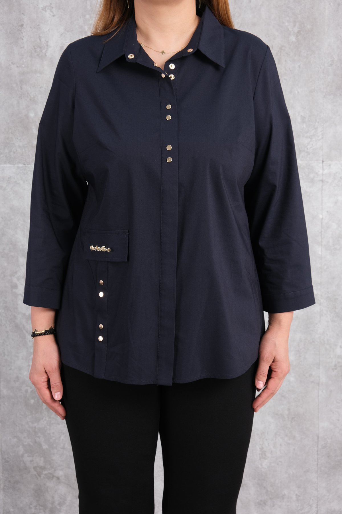 Plus Size Shirt-Dark Blue
