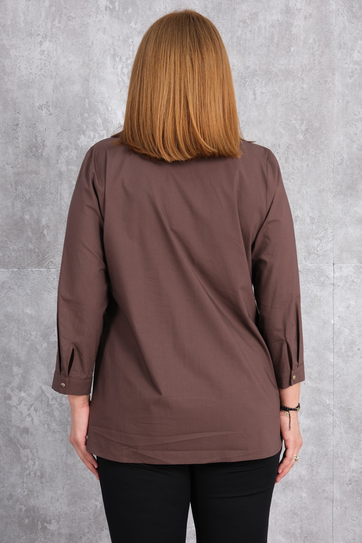 Super Plus Size Shirt-Brown